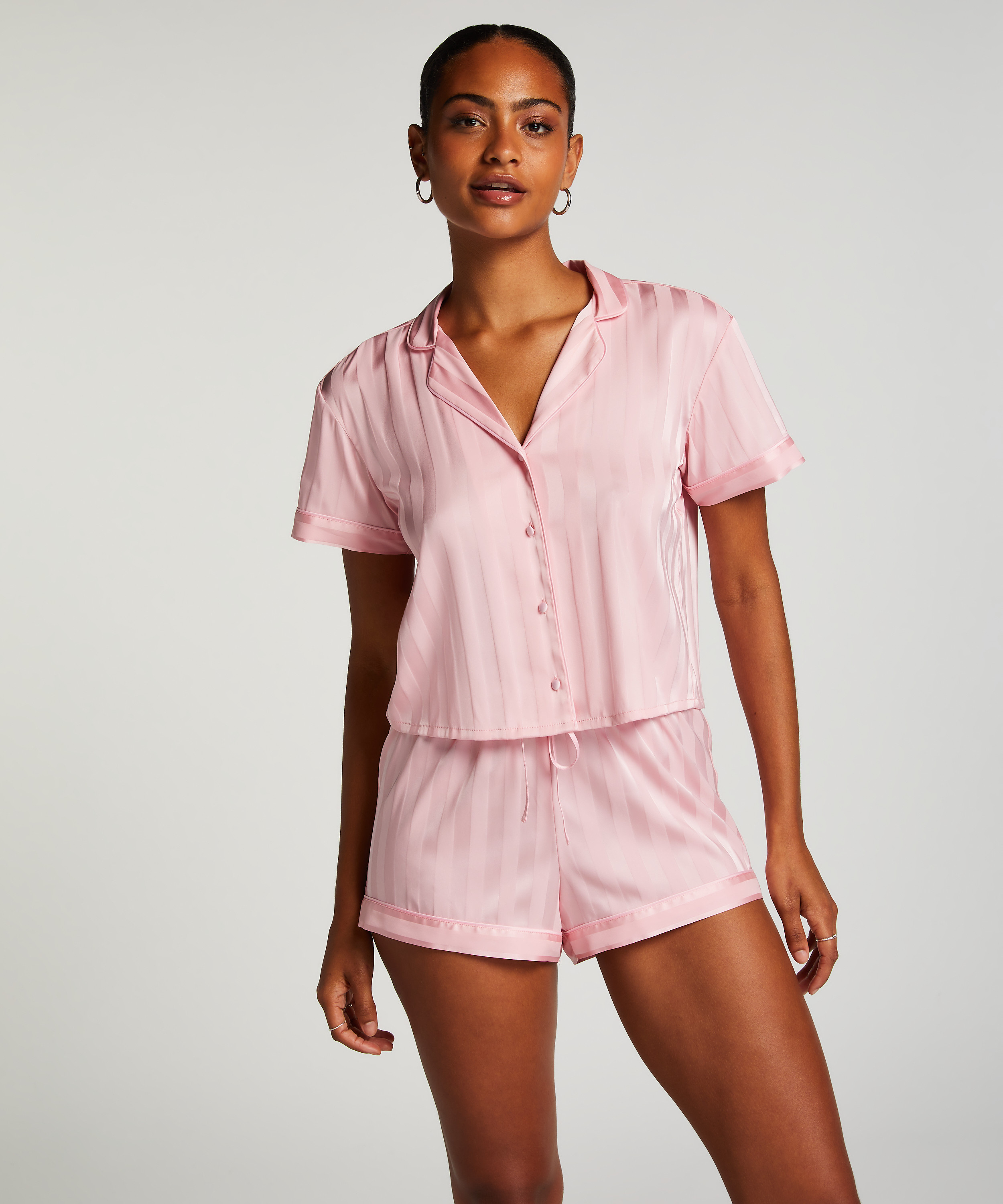 Ensemble de pyjama Satin, Rose, main