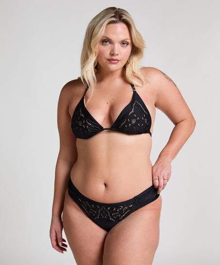 Haut de bikini triangle Boho, Noir