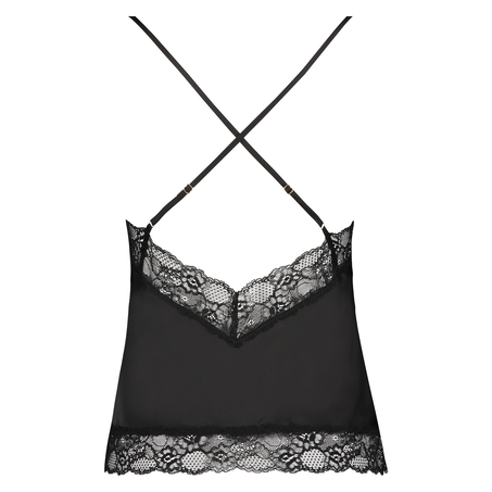 Haut de camisole Satin Dentelle, Noir