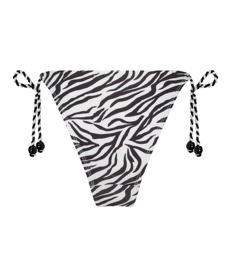 Slip de Bikini Cheeky Tanga Doha Zebra, Blanc