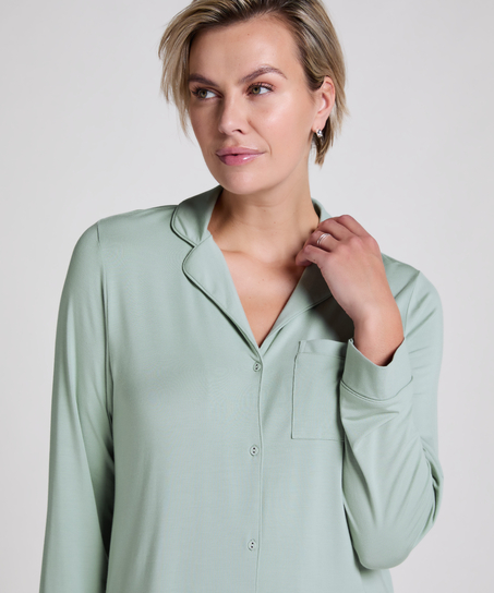 Robe-chemise à manches longues en jersey Essential, Vert