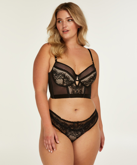 Soutien-gorge rembourré à armatures longline Malika, Noir