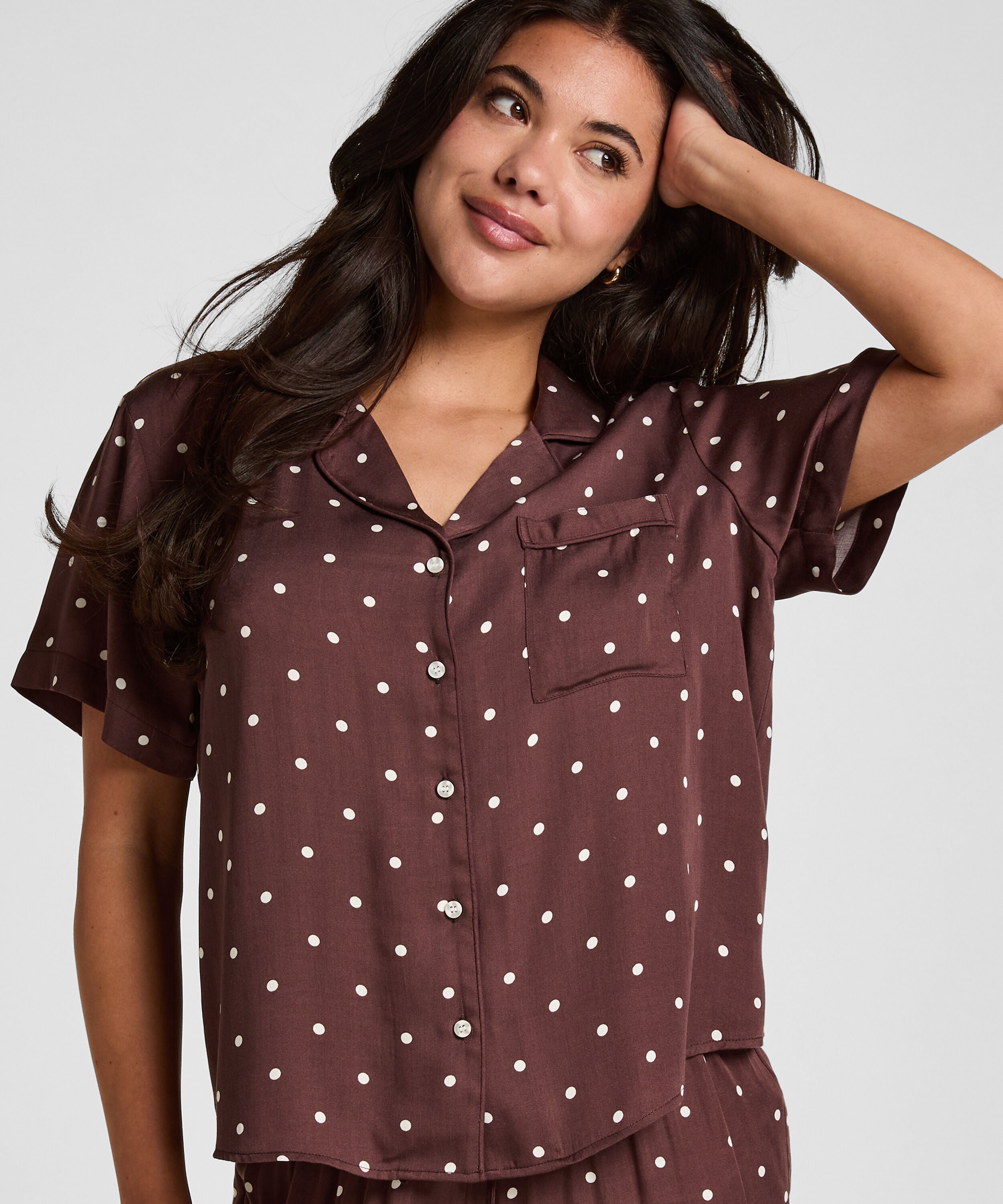 Veste de pyjama Satin, Marron