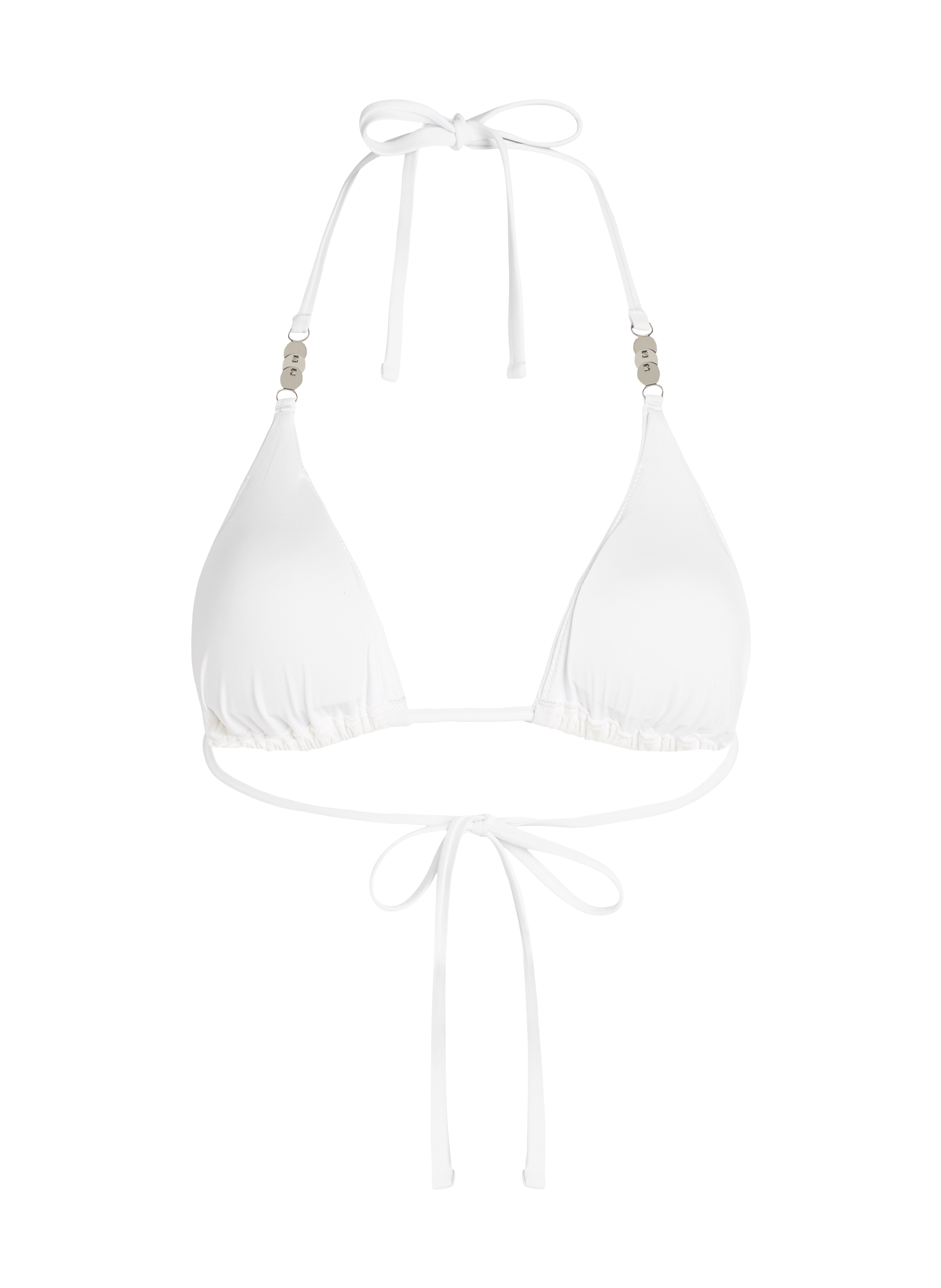 Haut de bikini triangle coquillage, Blanc, main
