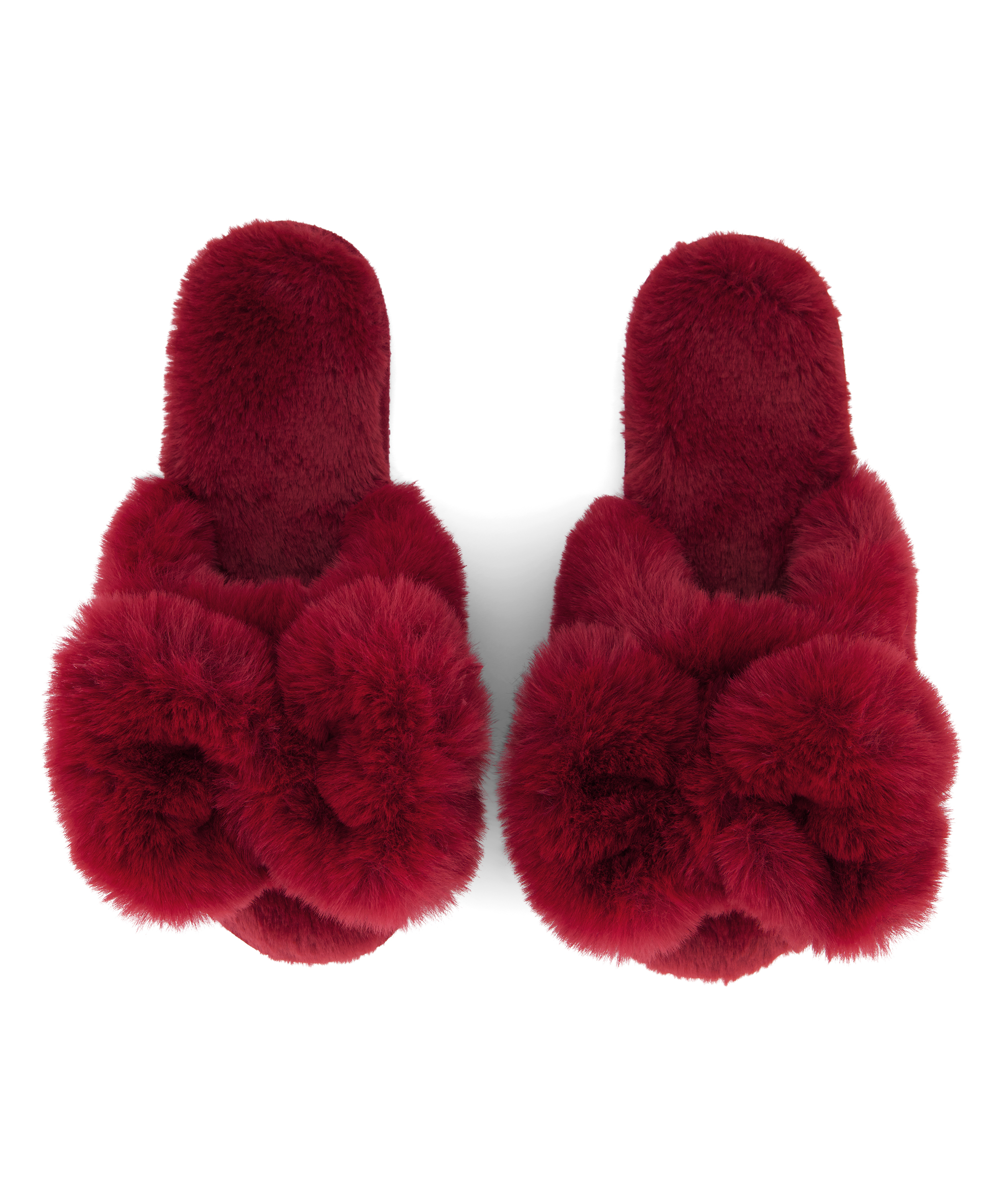 Chaussons Bow Fake Fur, Rouge, main
