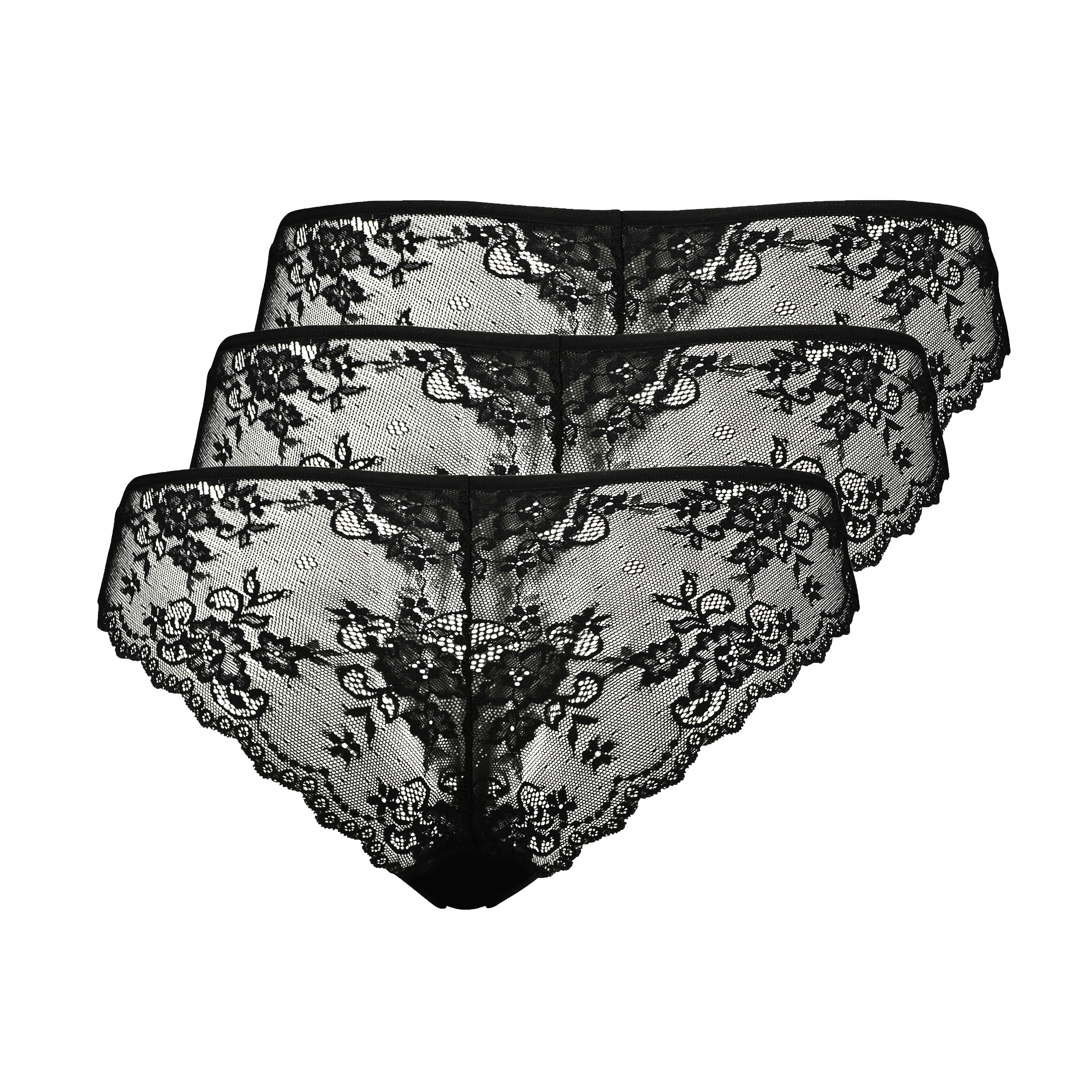 Slip brésilien Invisible Lace Back, Noir, main