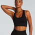 HKMX Soutien-gorge de sport sans couture, Noir