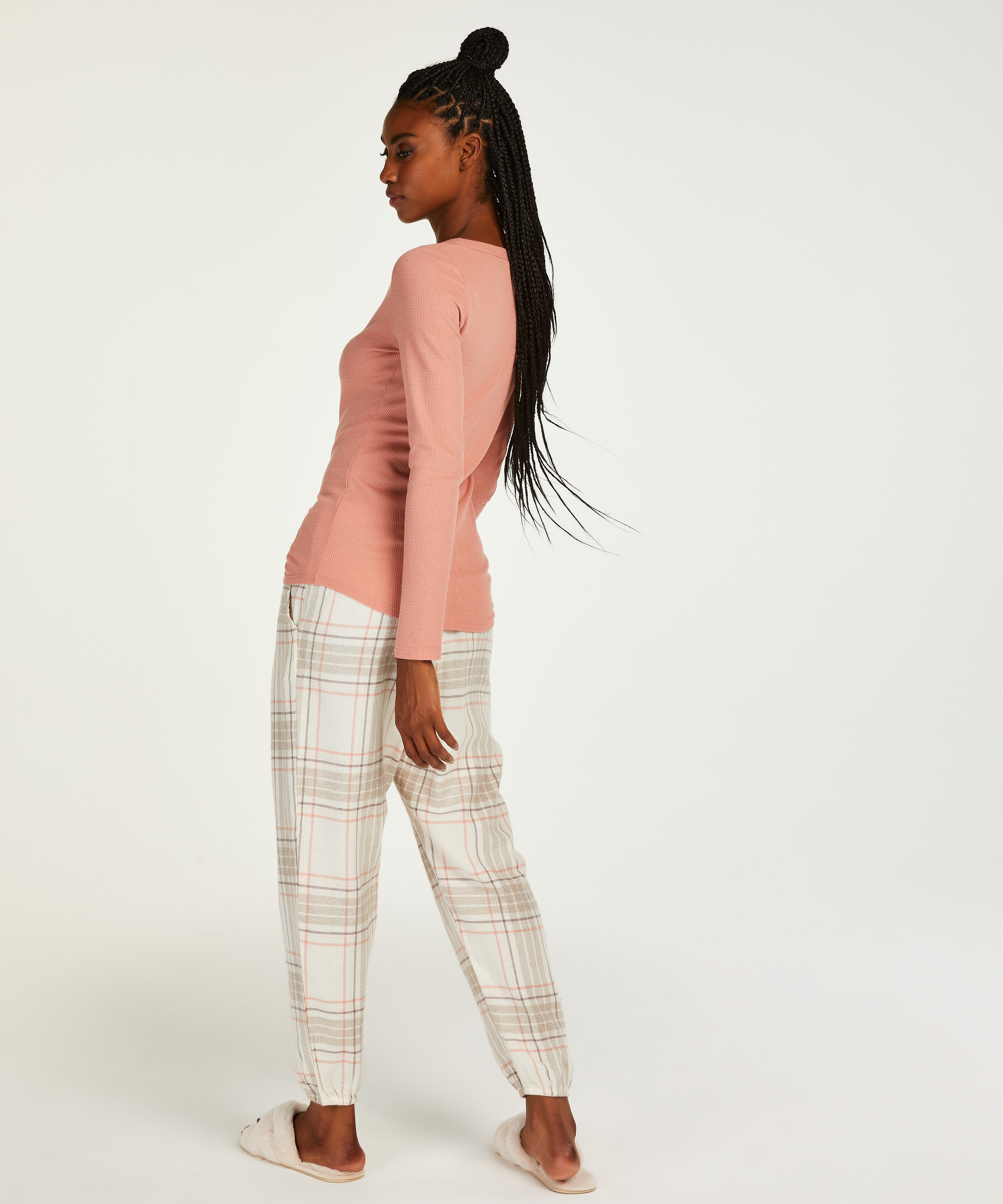 Tall Pantalon de pyjama Twill Check, Gris, main