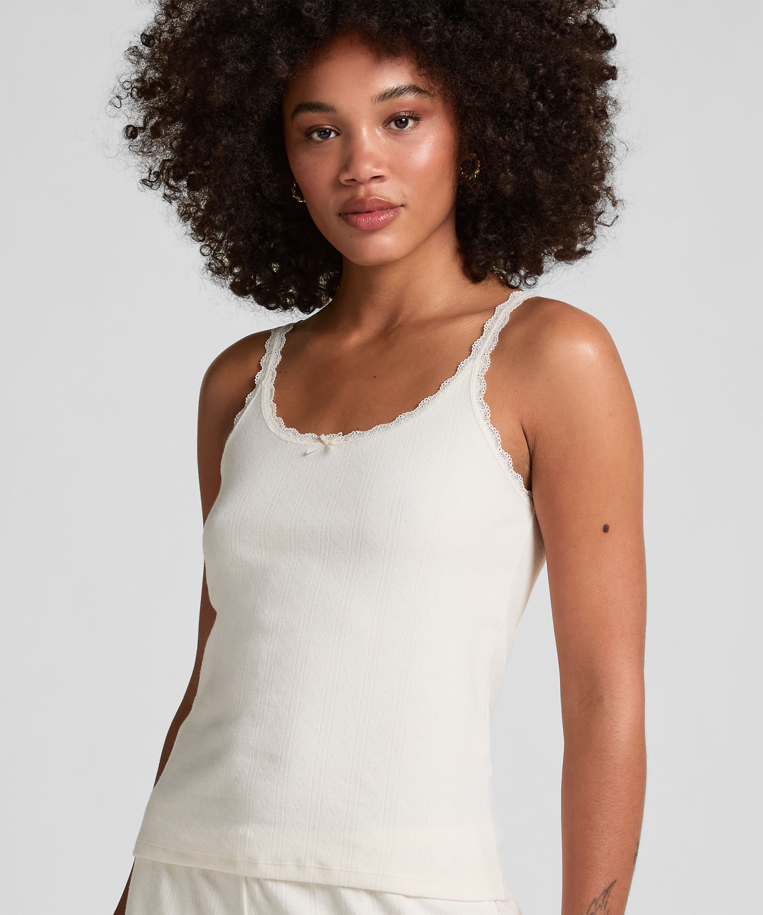 Débardeur Pointelle, Blanc