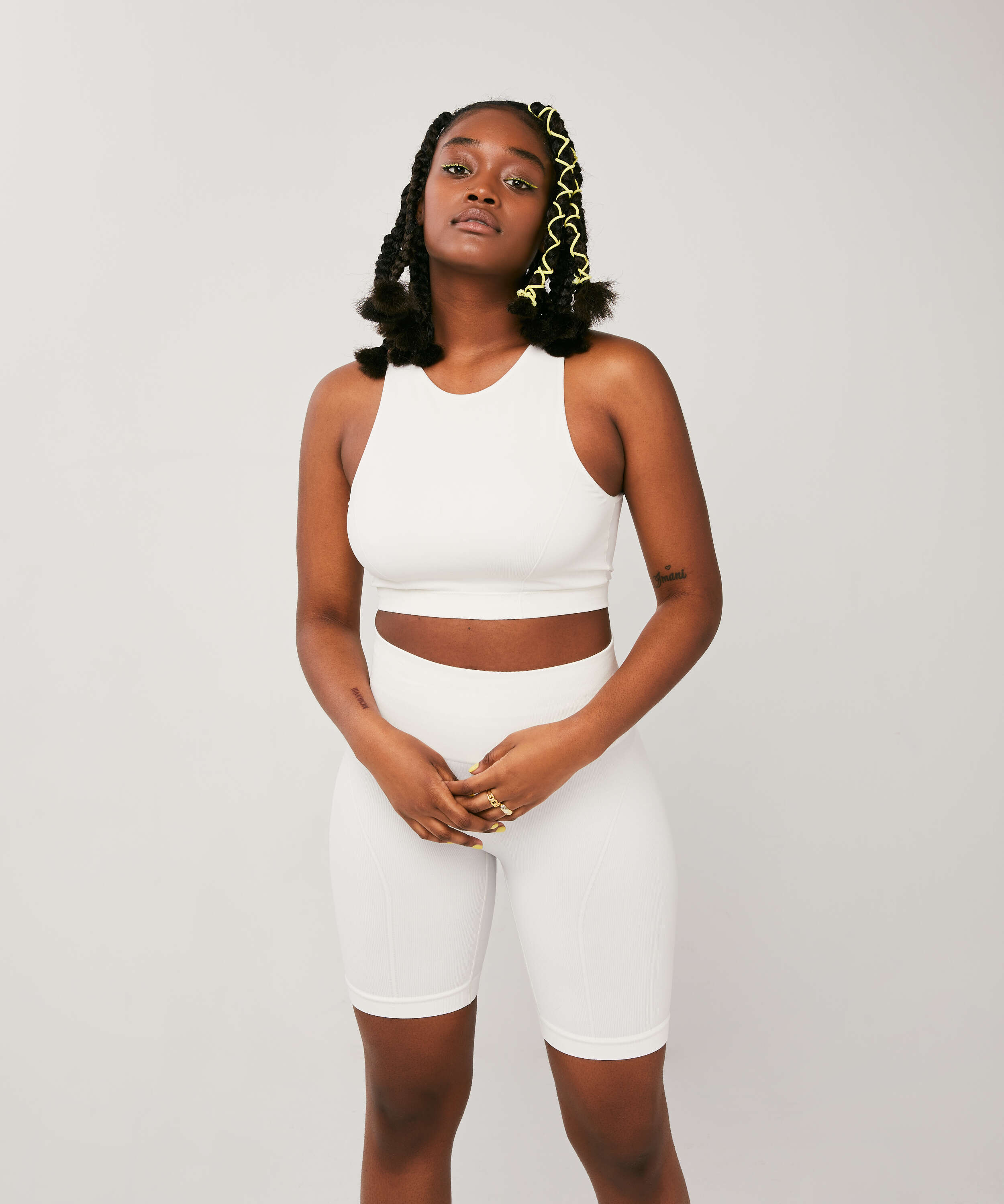 Short cycliste Bae, Blanc, main