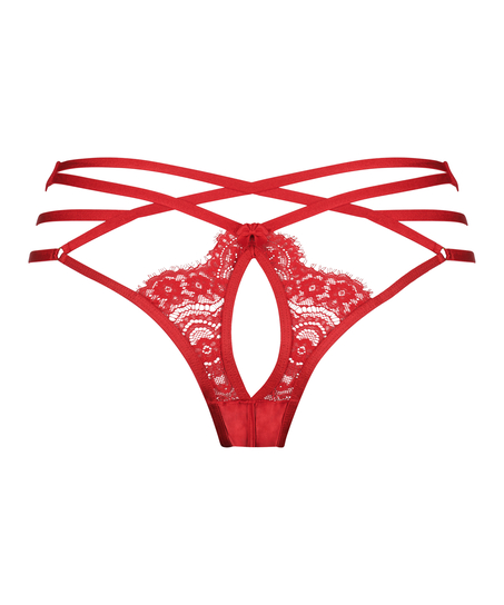 Slip brésilien ouvert taille haute Mitzy, Rouge