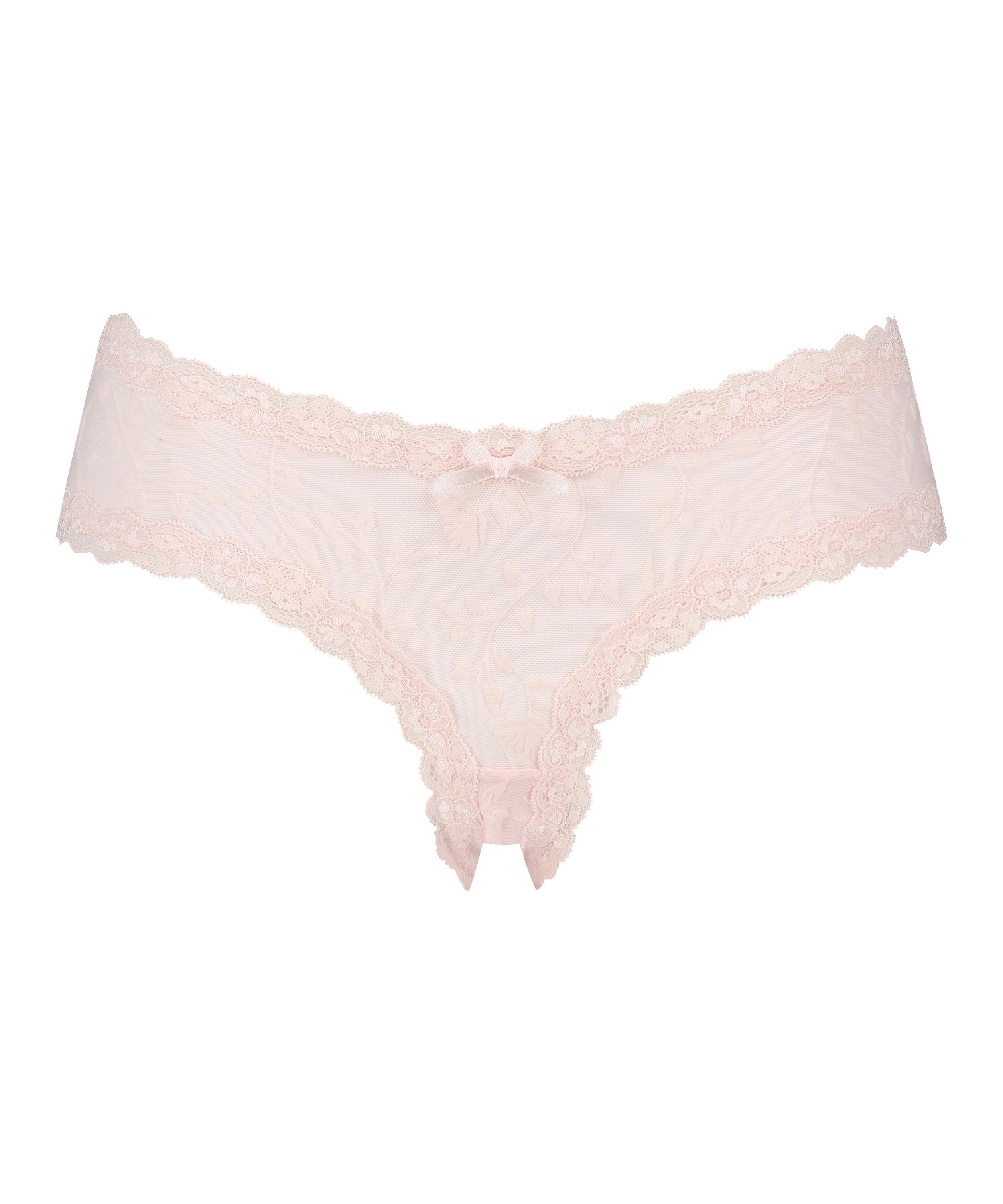 Slip brésilien V-shape mesh, Rose, main