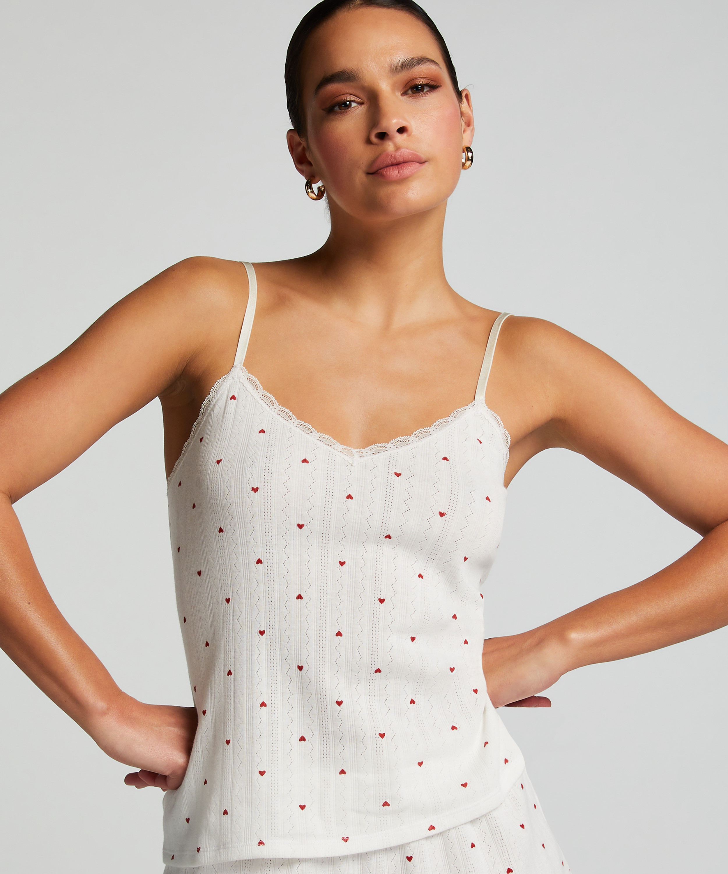 Top cami Lace, Blanc, main