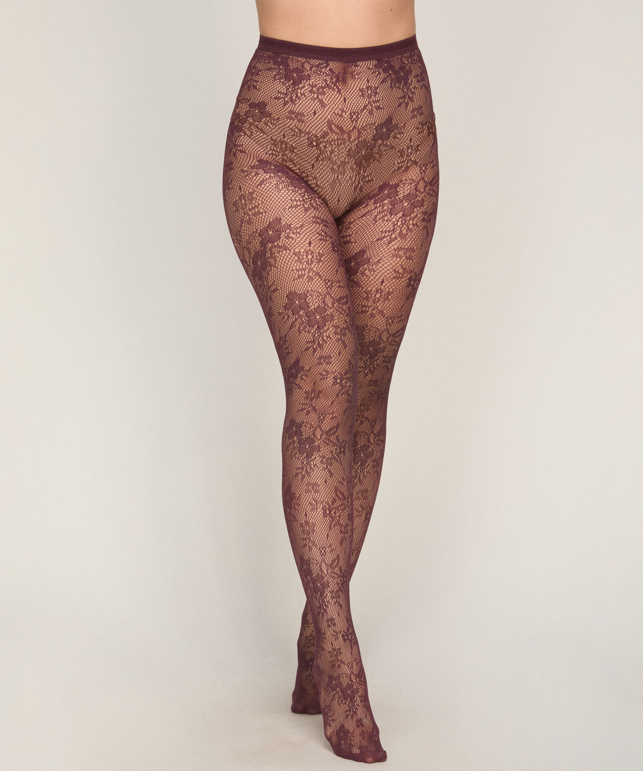 Collants Allover Lace Fishnet, Violet Collants Allover Lace Fishnet, Violet