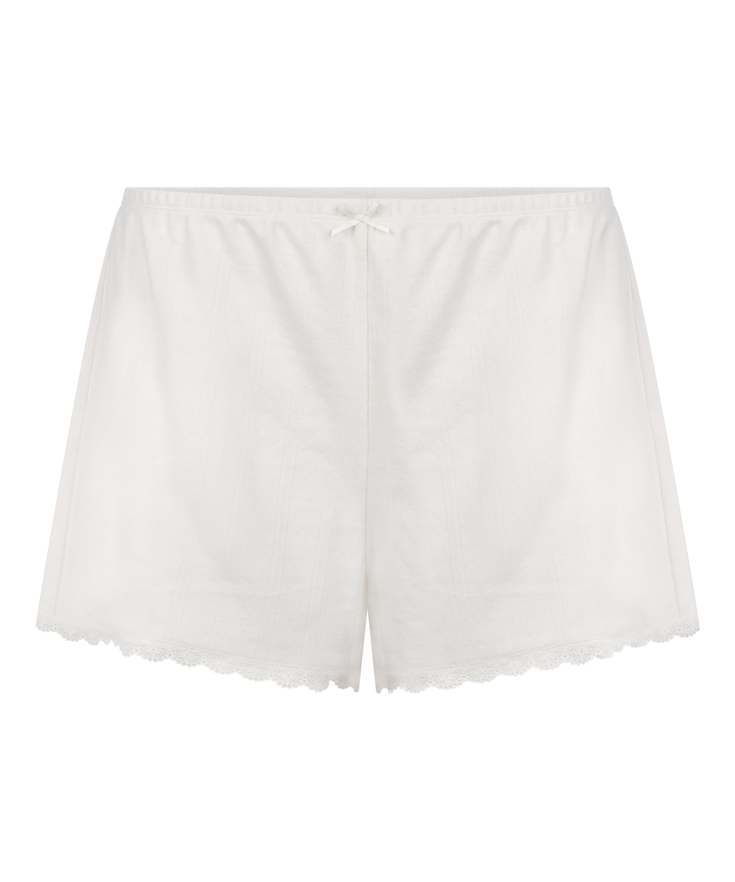 Short Pointelle, Blanc, main