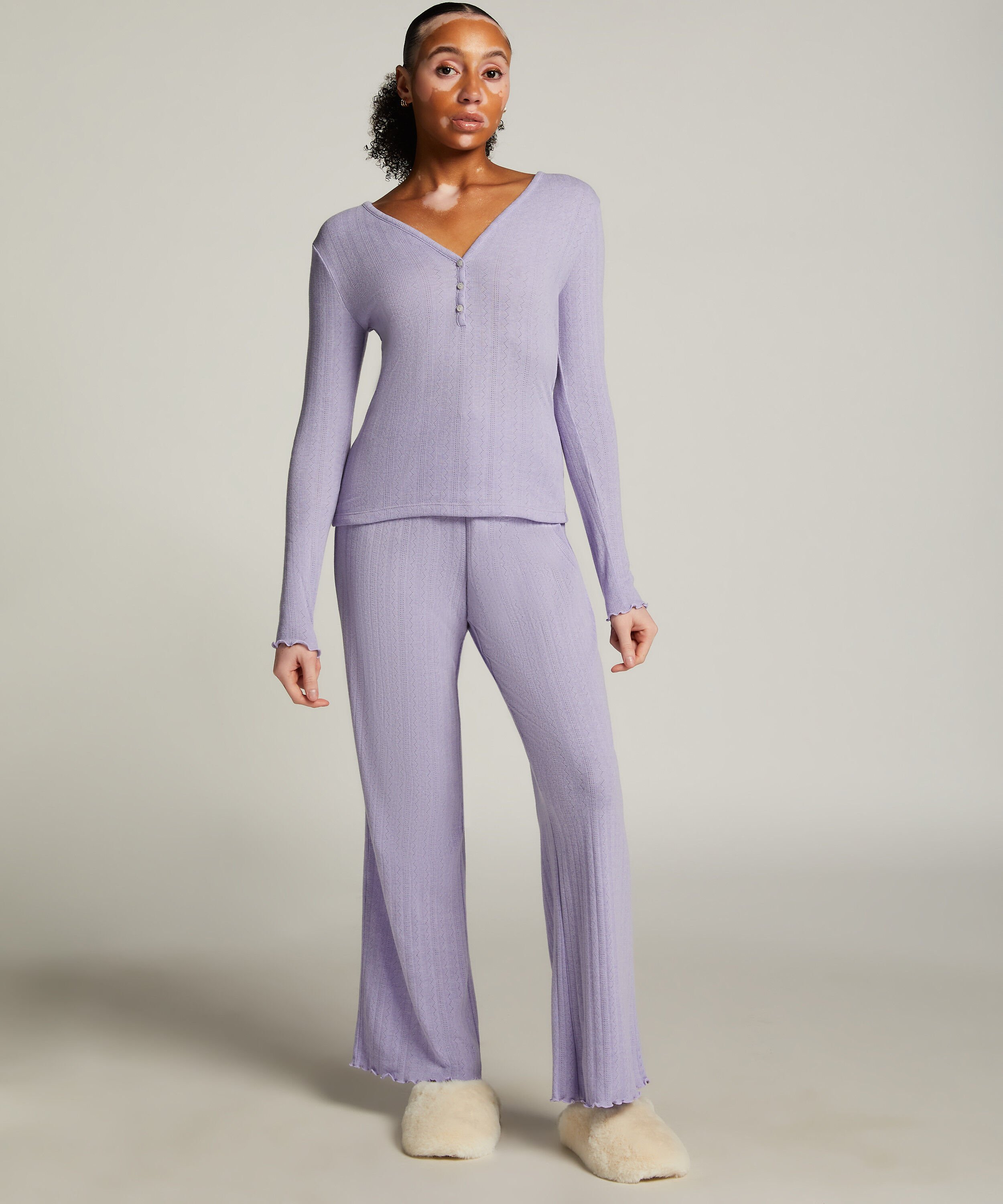 Pantalon de pyjama Pointelle, Violet