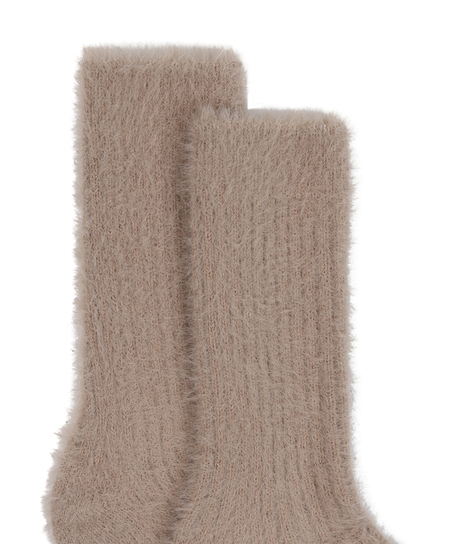 Chaussettes duveteuses Liv, Beige