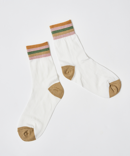 Chaussettes top lurex Rib, Blanc