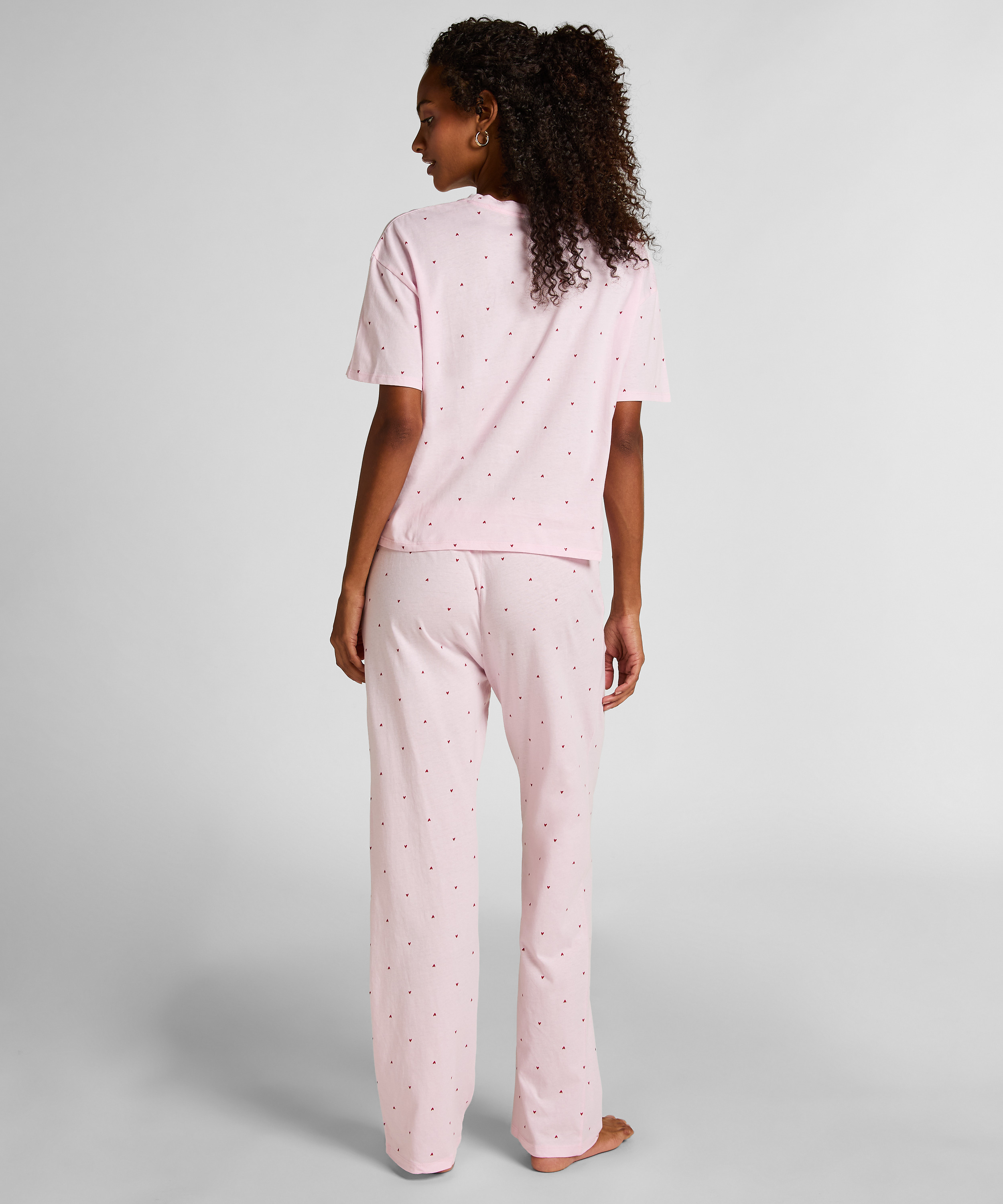 Pyjama en coton imprimé, Rose, main