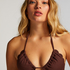 Haut de bikini triangle Scallop Lurex, Marron