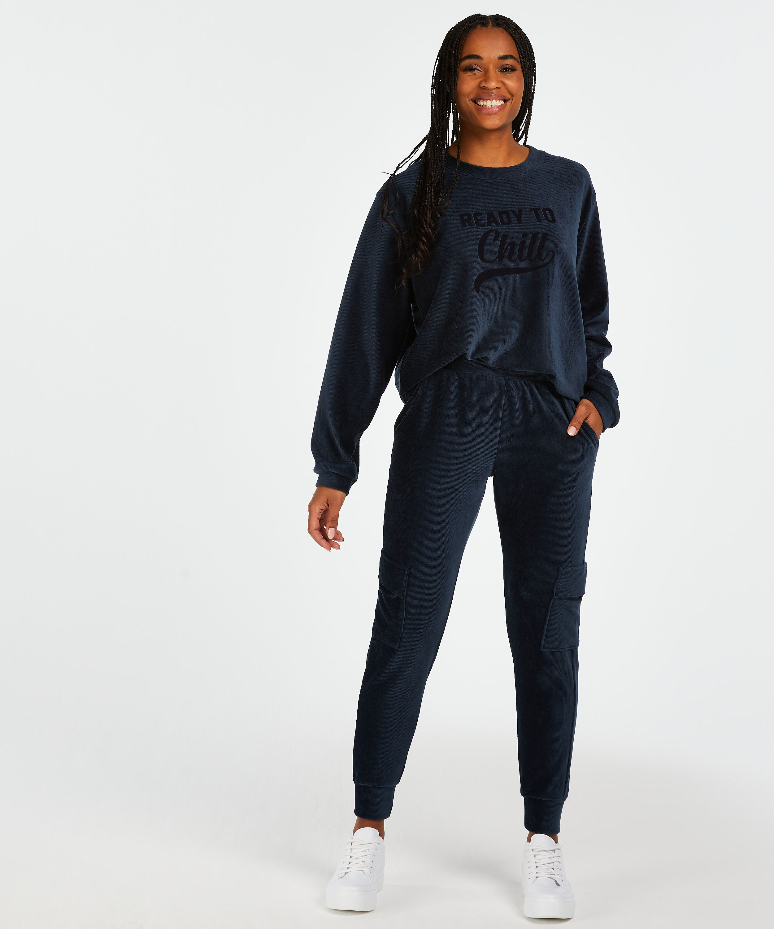 Petite Jogger Velours, Bleu