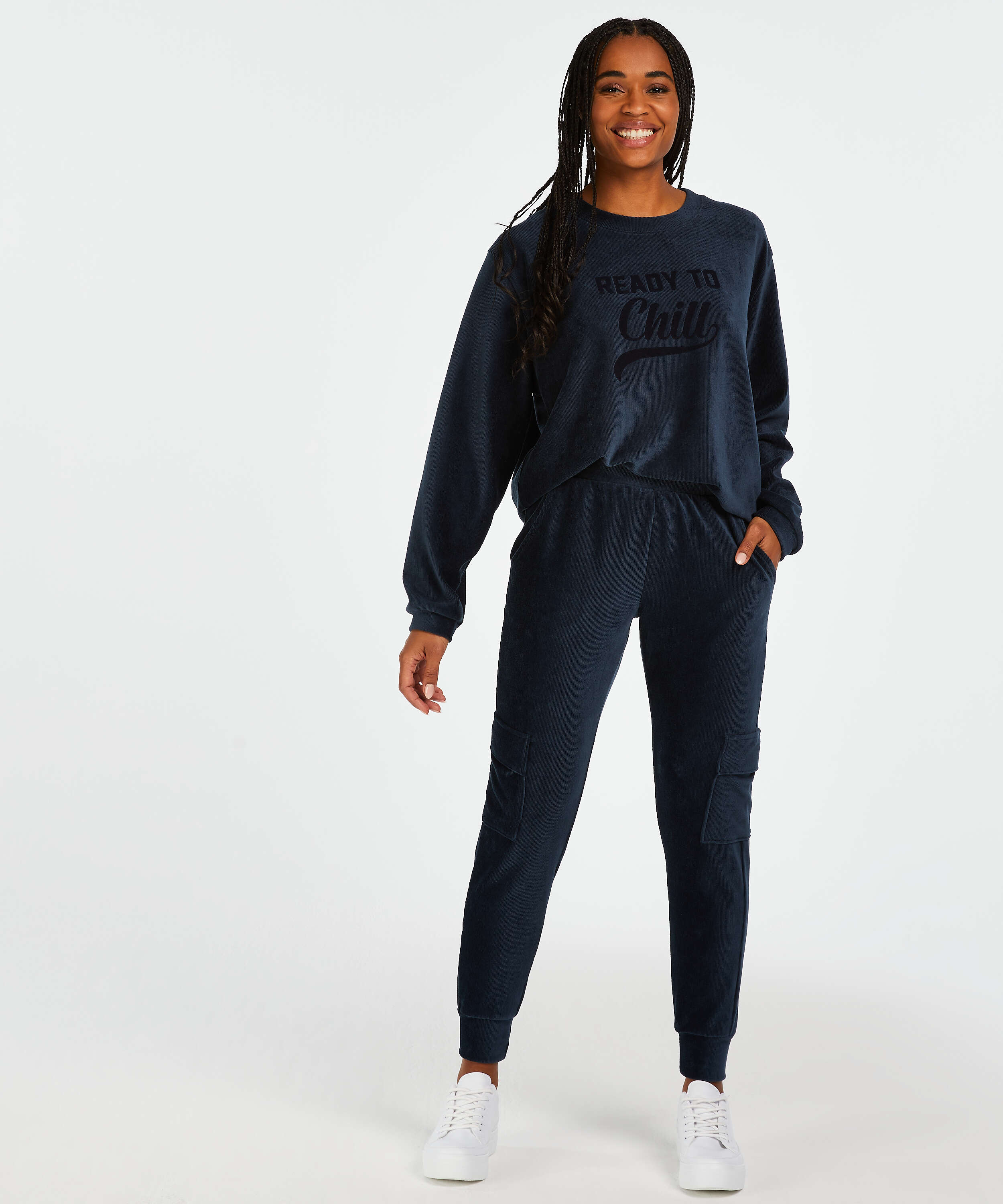 Petite Jogger Velours, Bleu, main