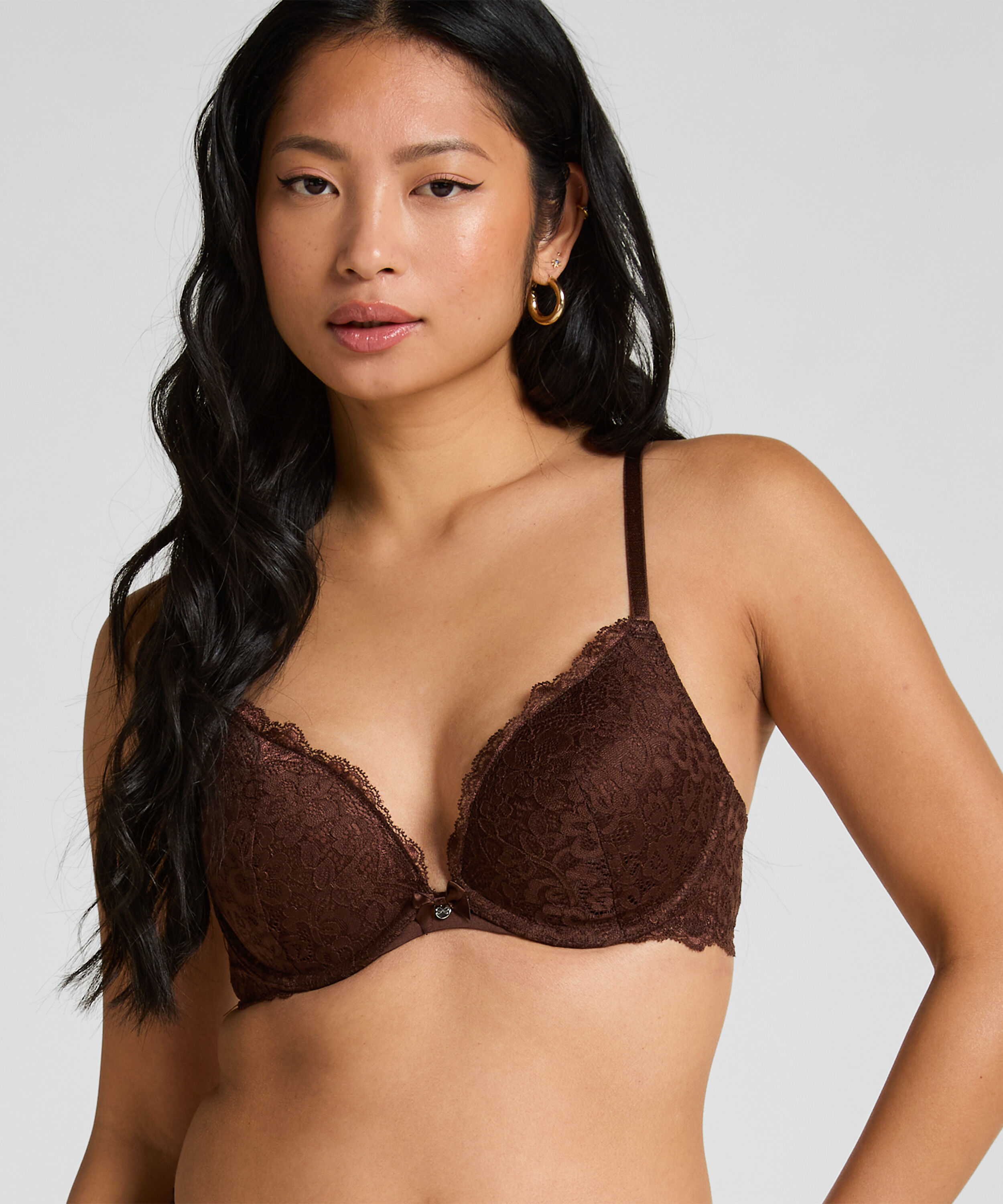 Soutien-gorge à armatures préformé push-up Marine, Marron