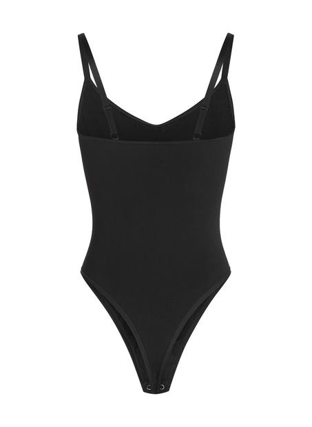 Body à jambe haute sans couture mise en forme, Noir