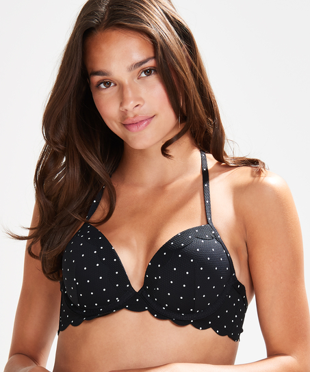 Haut de bikini à armatures à effet push-up préformé Scallop Taille A - E, Noir