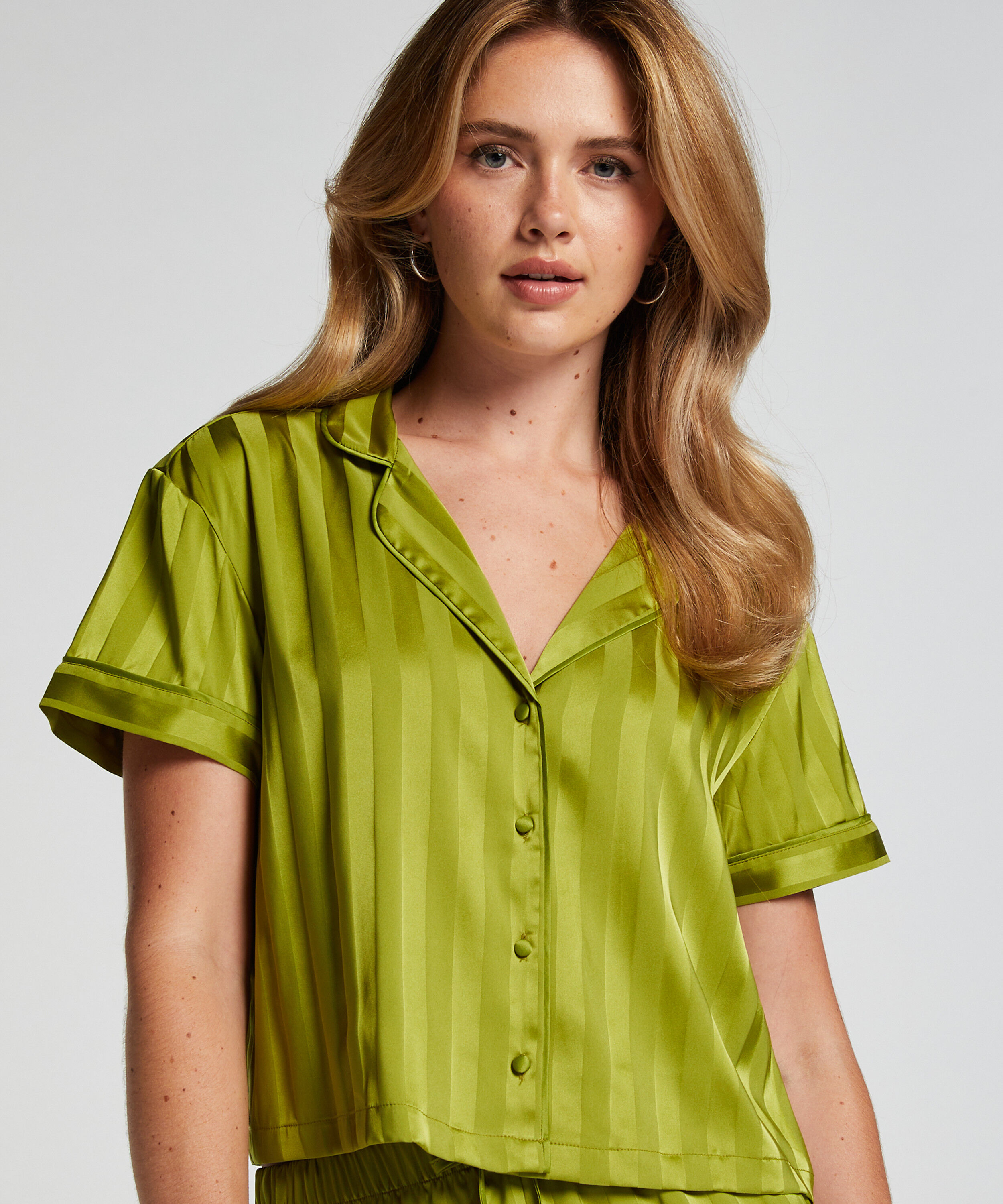 Veste à manches courtes en satin, Vert Veste à manches courtes en satin, Vert