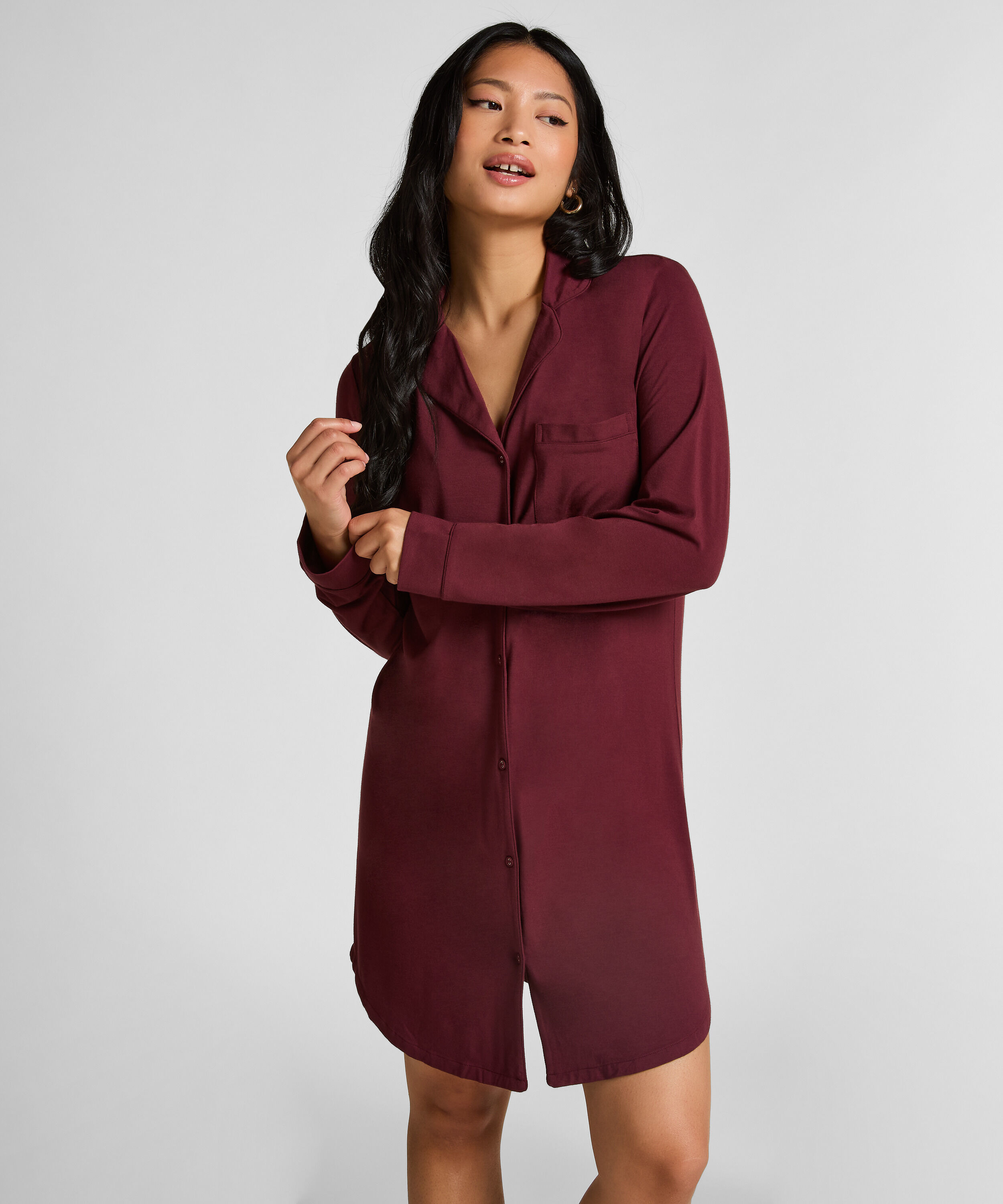 Robe-chemise à manches longues en jersey Essential, Violet Robe-chemise à manches longues en jersey Essential, Violet