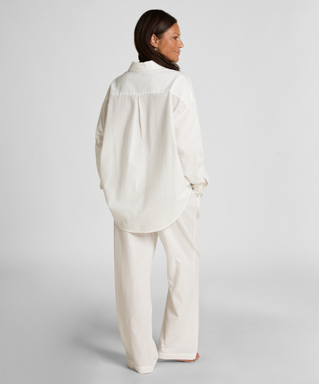 Pantalon de pyjama Coton Seersucker, Blanc