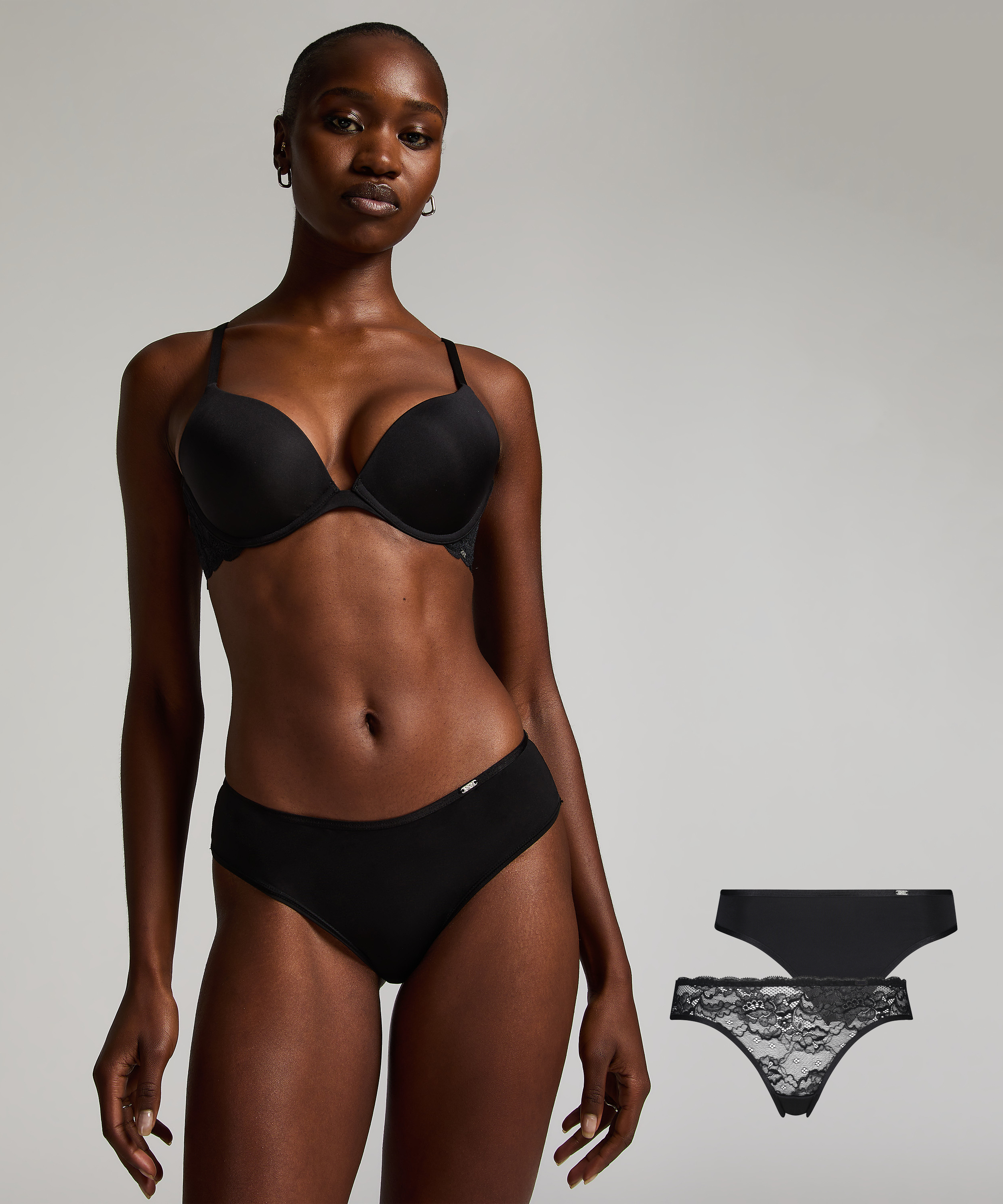 Lot de 2 slips Angie, Noir, main