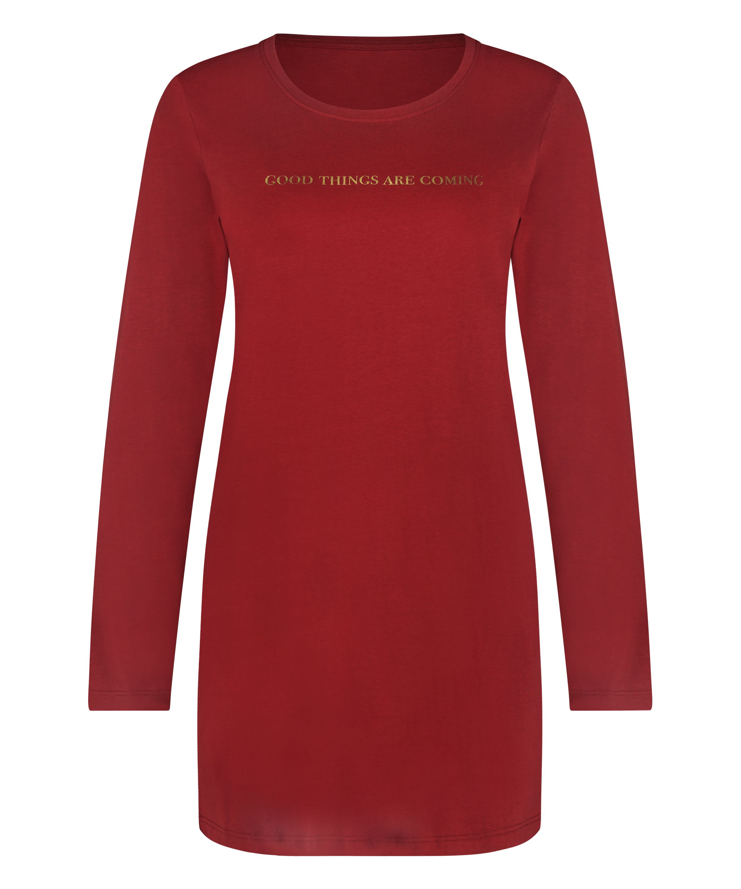 Chemise de nuit col rond, Rouge, main