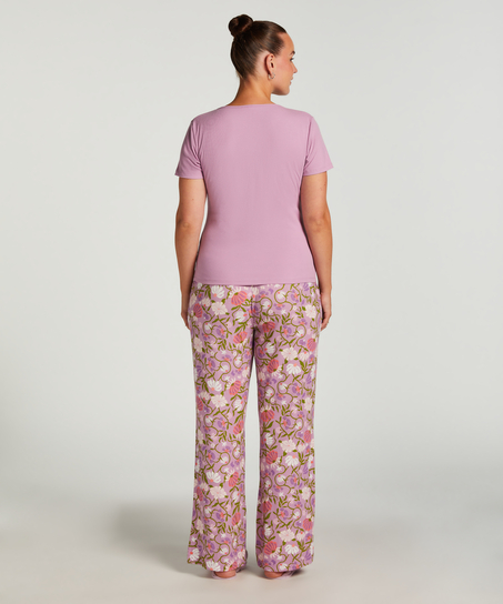 Haut de pyjama manches courtes Henley, Violet