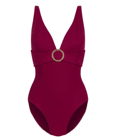 Maillot de bain à anneau froissé, Rouge