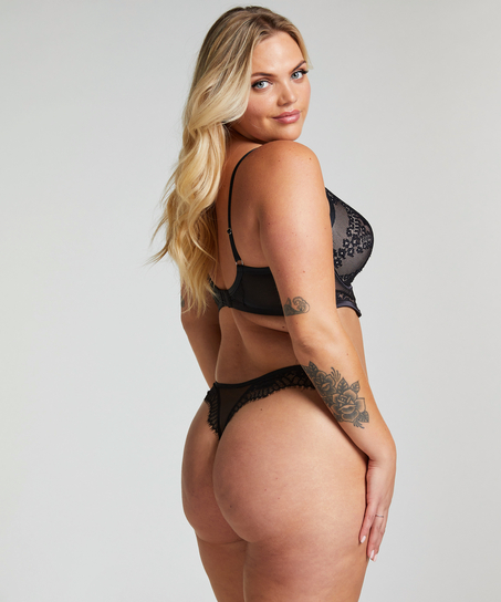 Soutien-gorge à armatures longline push-up préformé Daphne, Noir