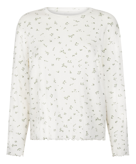 Pyjama Top Loose Pointelle, Blanc