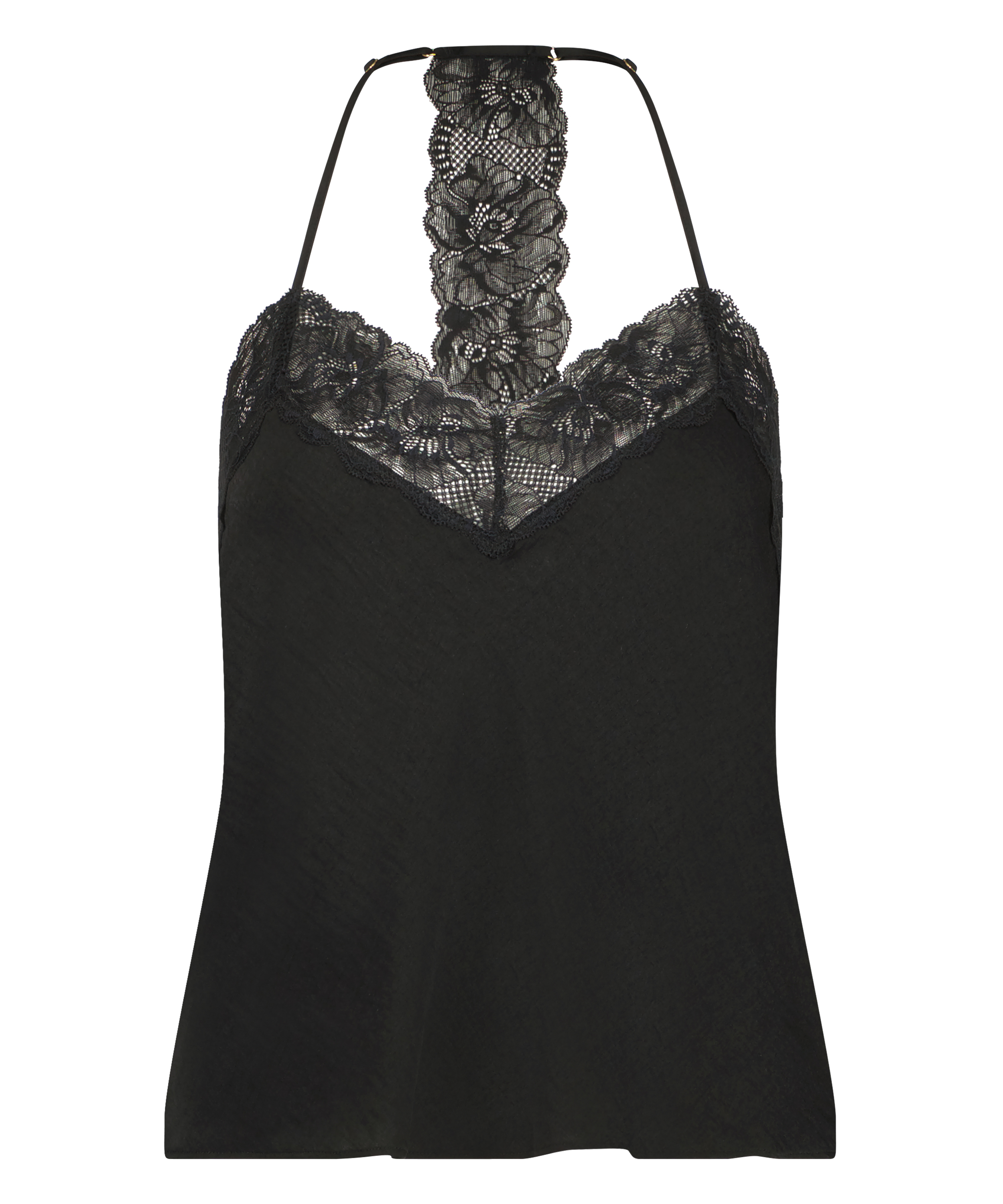 Cami top Satin, Noir, main