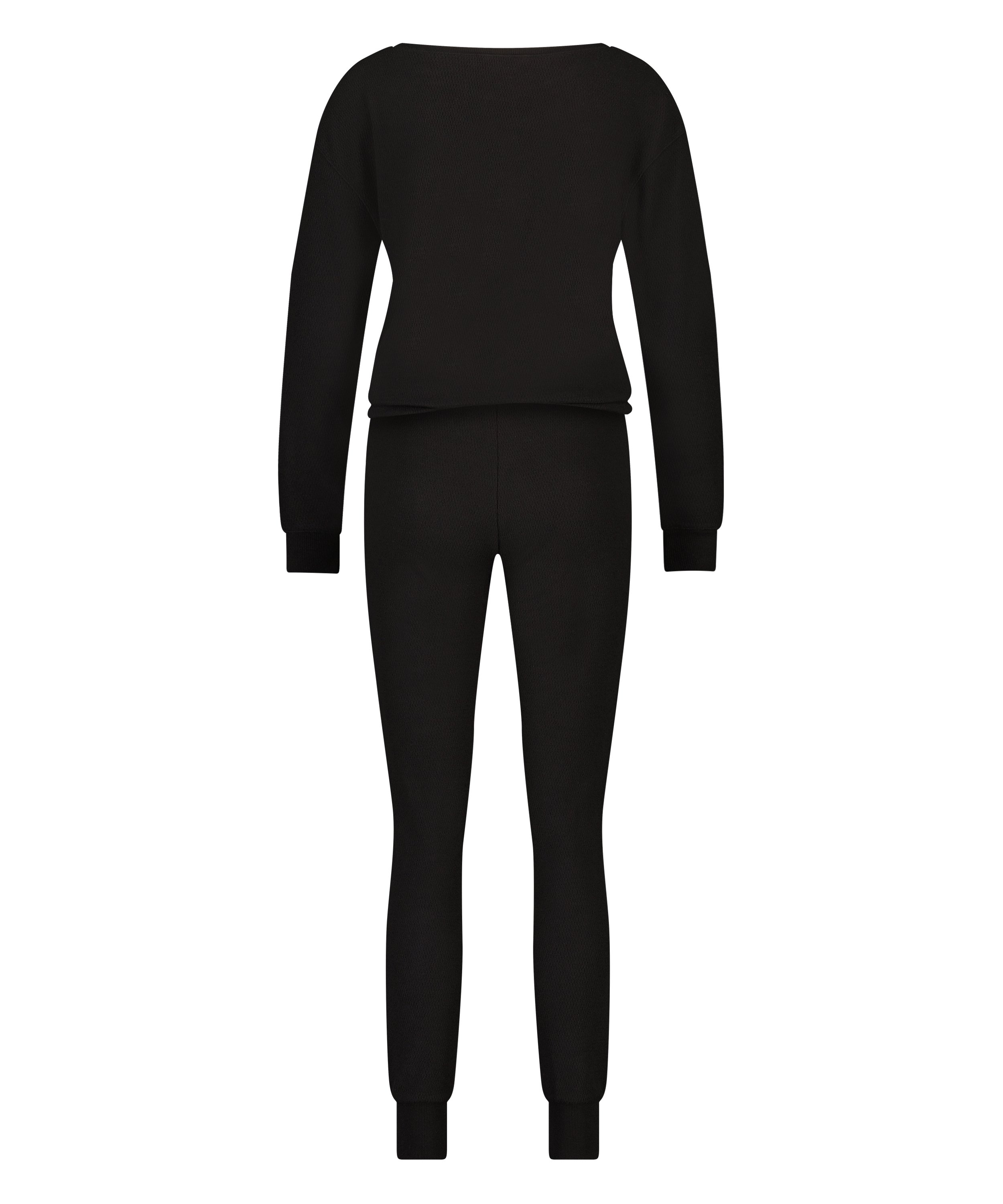 Pyjama Waffle Placket, Noir, main