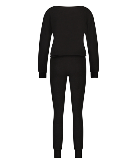 Pyjama Waffle Placket, Noir