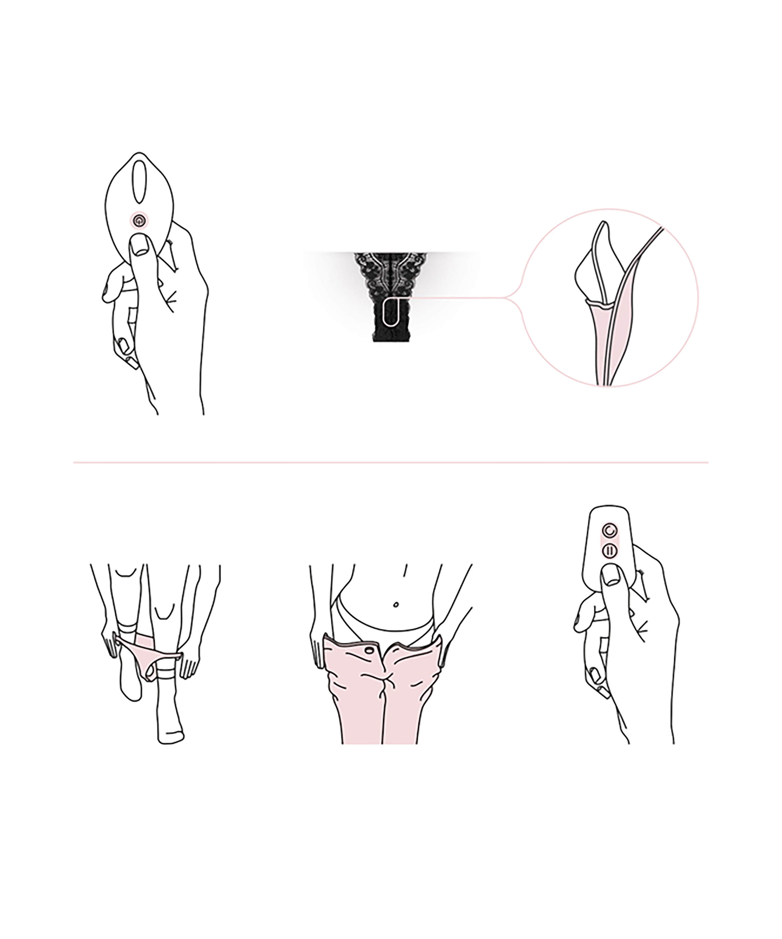 Shorty Vibrant Télécommandé, Noir, main