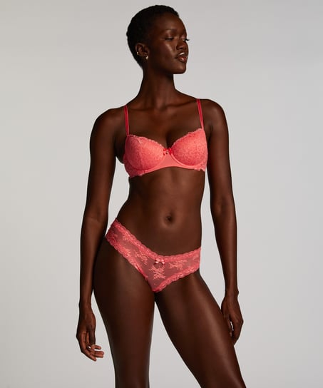 Slip br&eacute;silien V-shape mesh, Rose