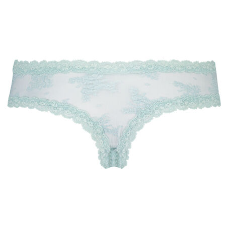Slip br&eacute;silien V-shape Floral Mesh, Blanc