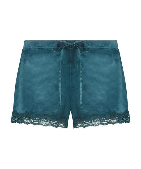 Short velours dentelle, Bleu