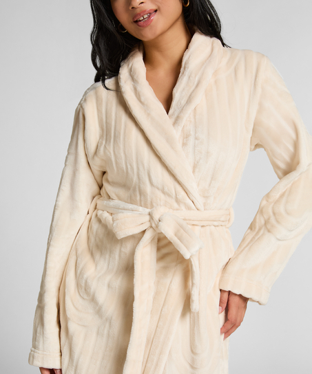 Robe de chambre longue en Fleece, Blanc