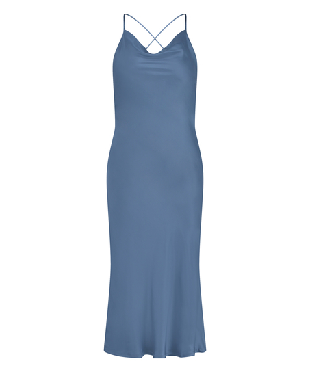 Robe midi Satin, Bleu