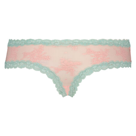 Slip br&eacute;silien V-shape Floral Mesh, Rose