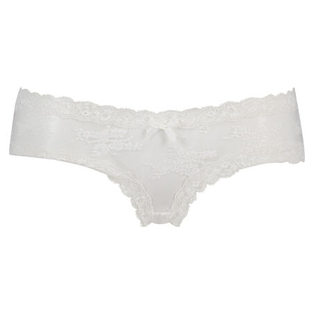 Slip br&eacute;silien V-shape Floral Mesh, Blanc