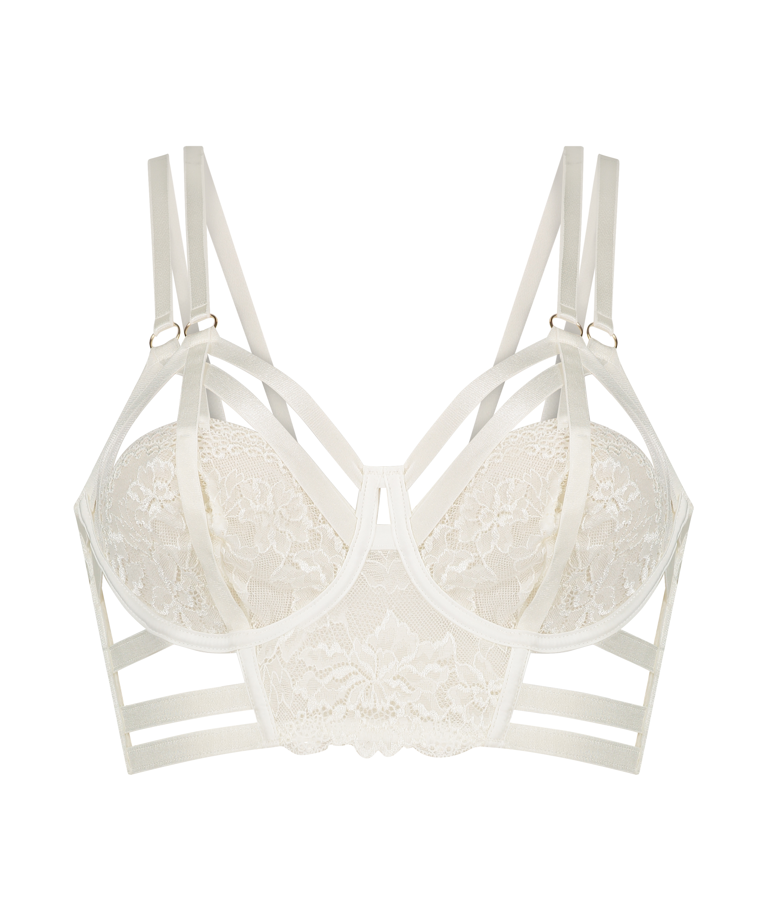 Soutien-gorge à armatures non préformé longline Piper, Blanc, main